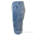 Custom Men's Summer Embroidered Cargo Jeans Denim Shorts